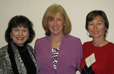Left to Right: MACN  Chairperson Kathleen Scoble, and Katie Williams Kafl  and Greer Glazer from UMass Boston. Katie received the 2009 Innovative Teaching Award for developing a dedicated teaching unit at MGH.